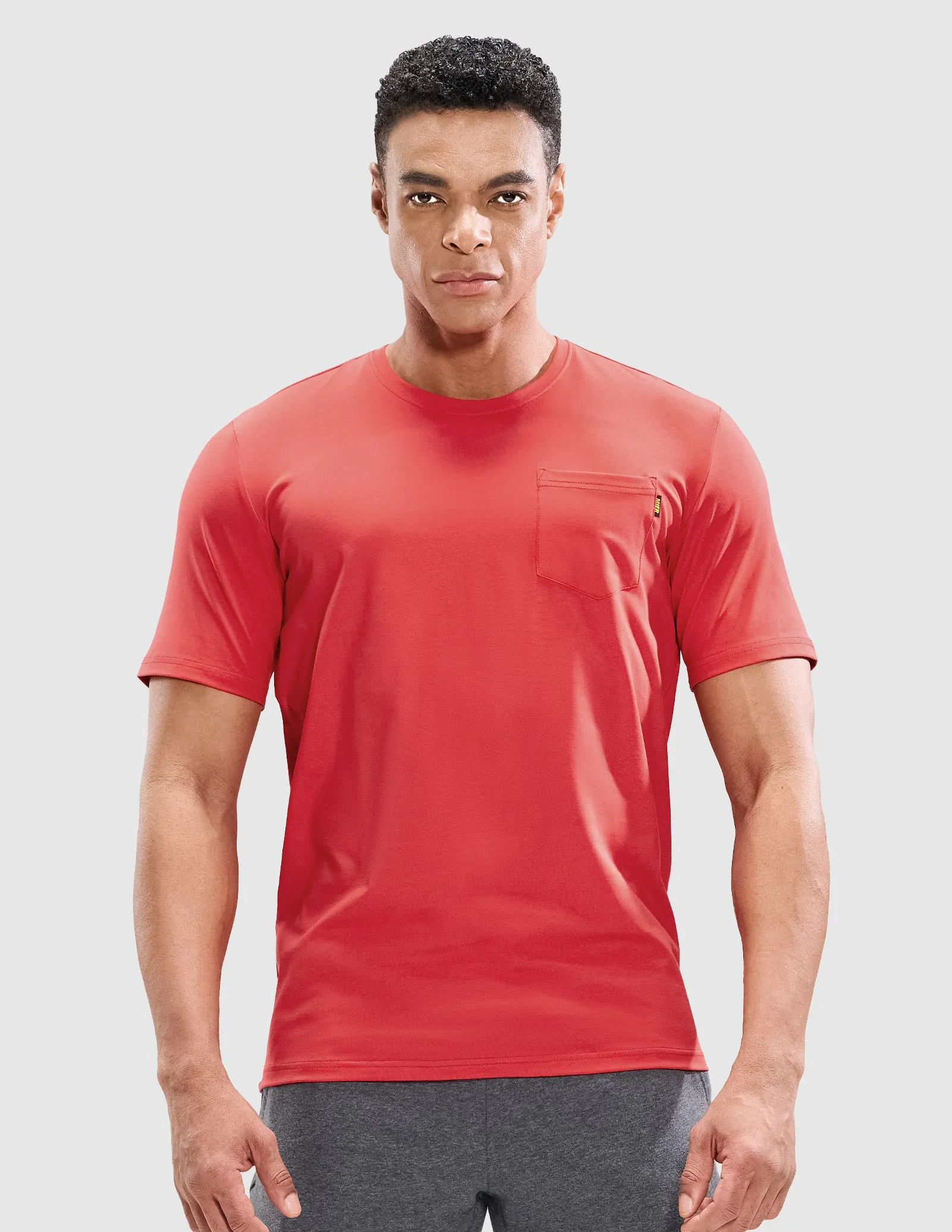 Men's Cotton T-Shirts with Pocket Soft Crewneck Tee