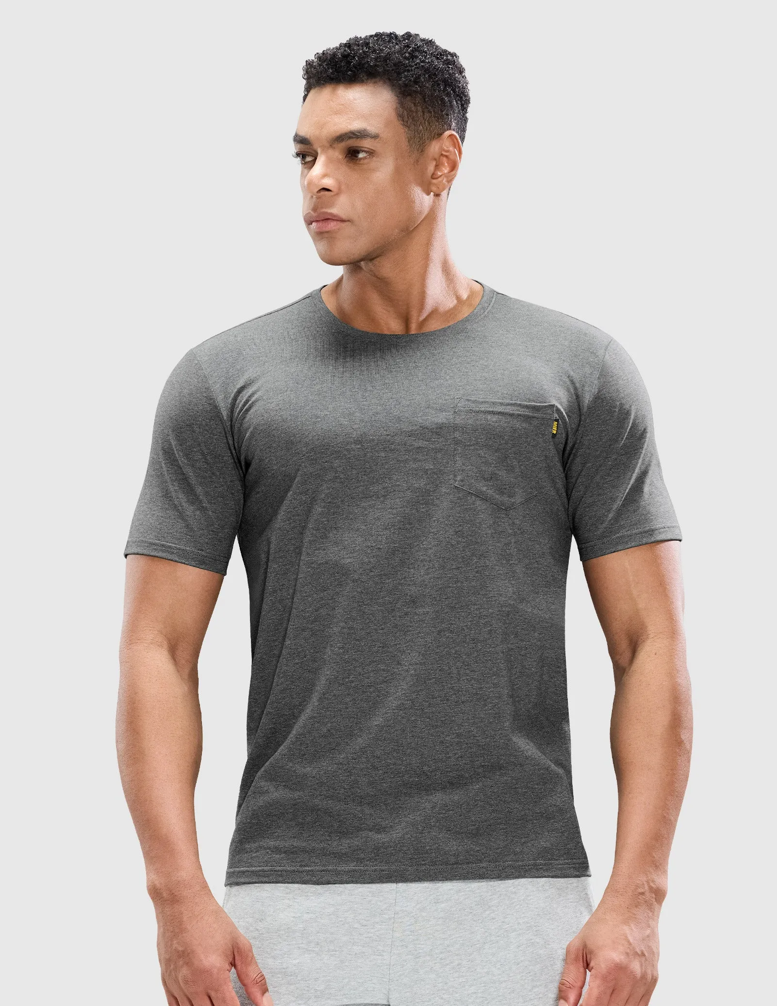 Men's Cotton T-Shirts with Pocket Soft Crewneck Tee