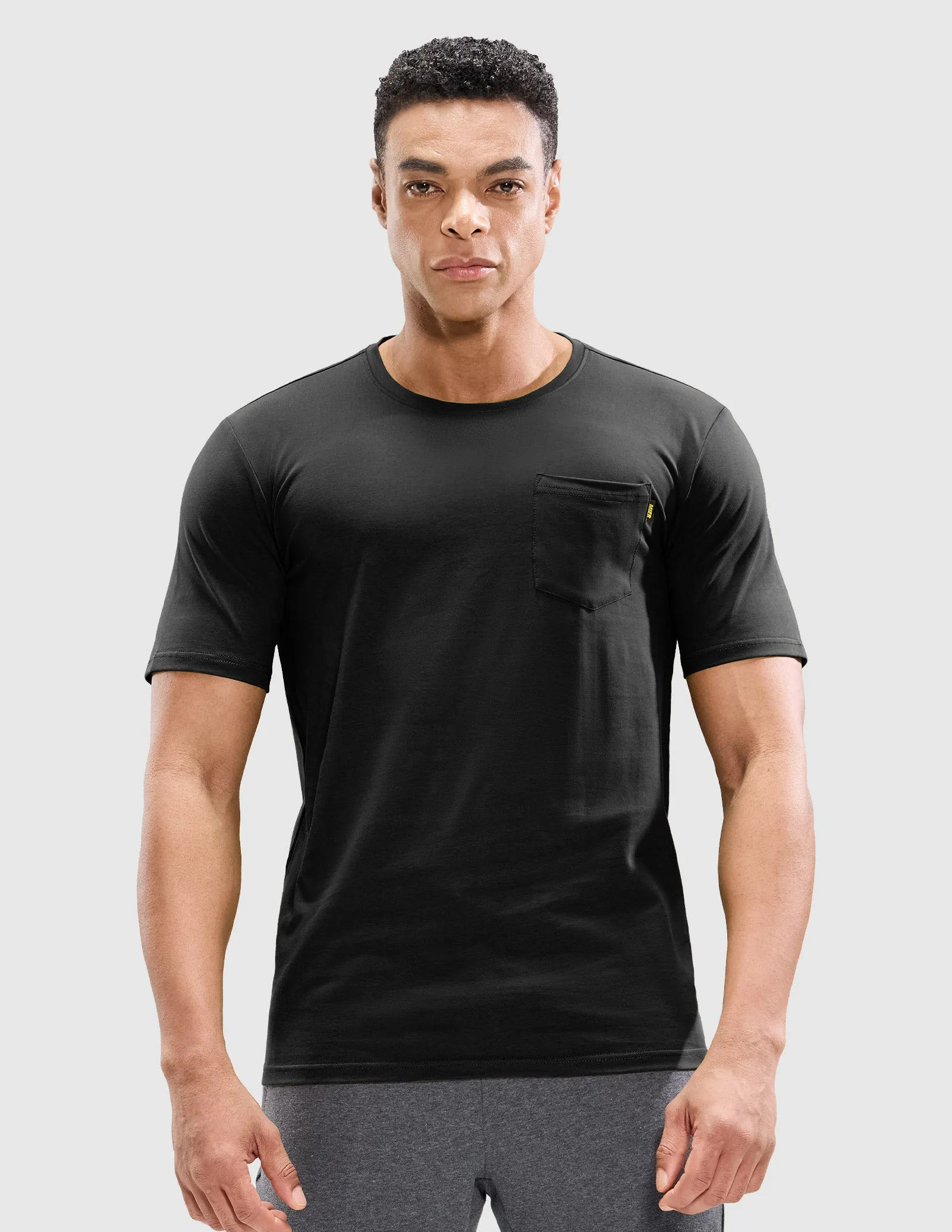 Men's Cotton T-Shirts with Pocket Soft Crewneck Tee