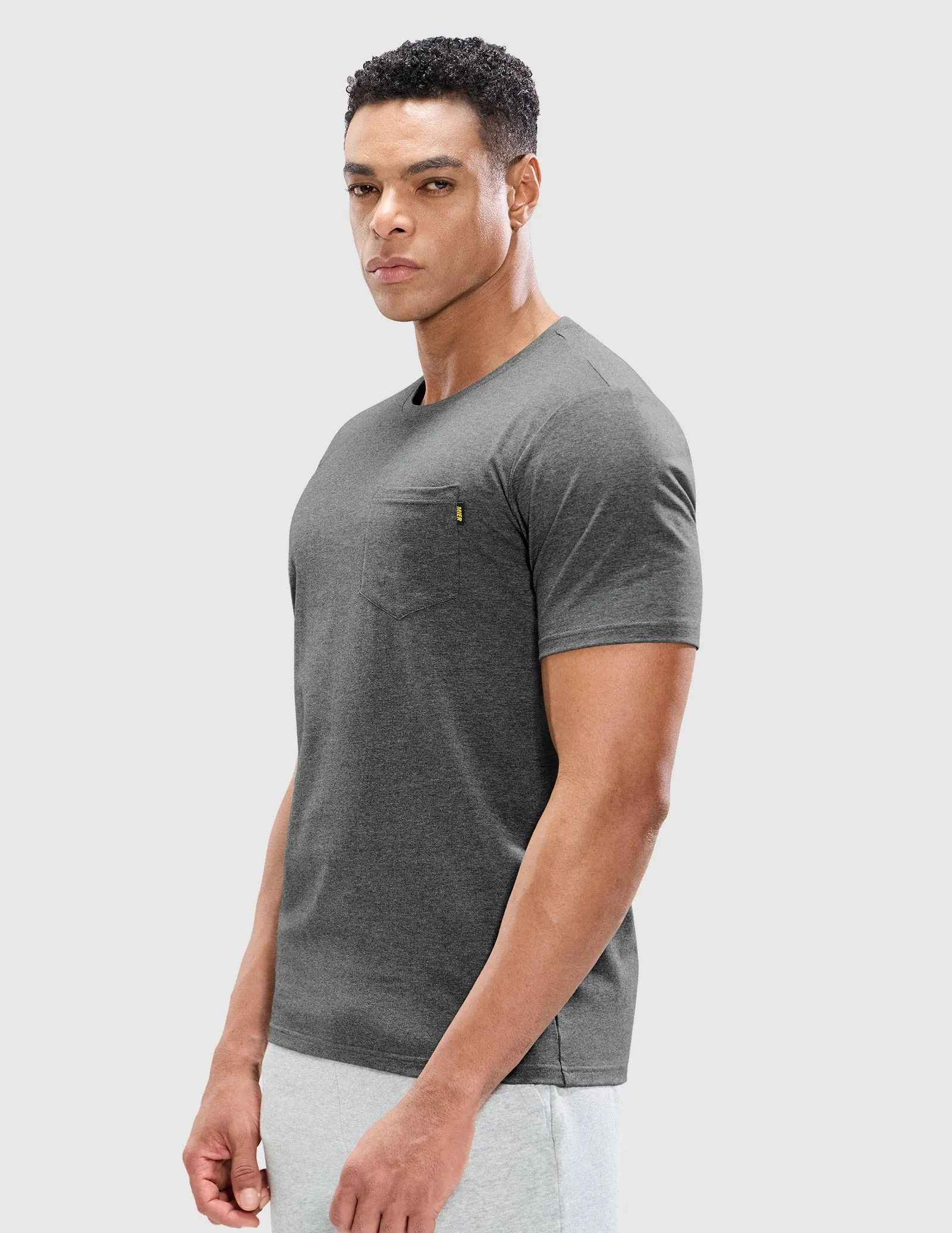 Men's Cotton T-Shirts with Pocket Soft Crewneck Tee