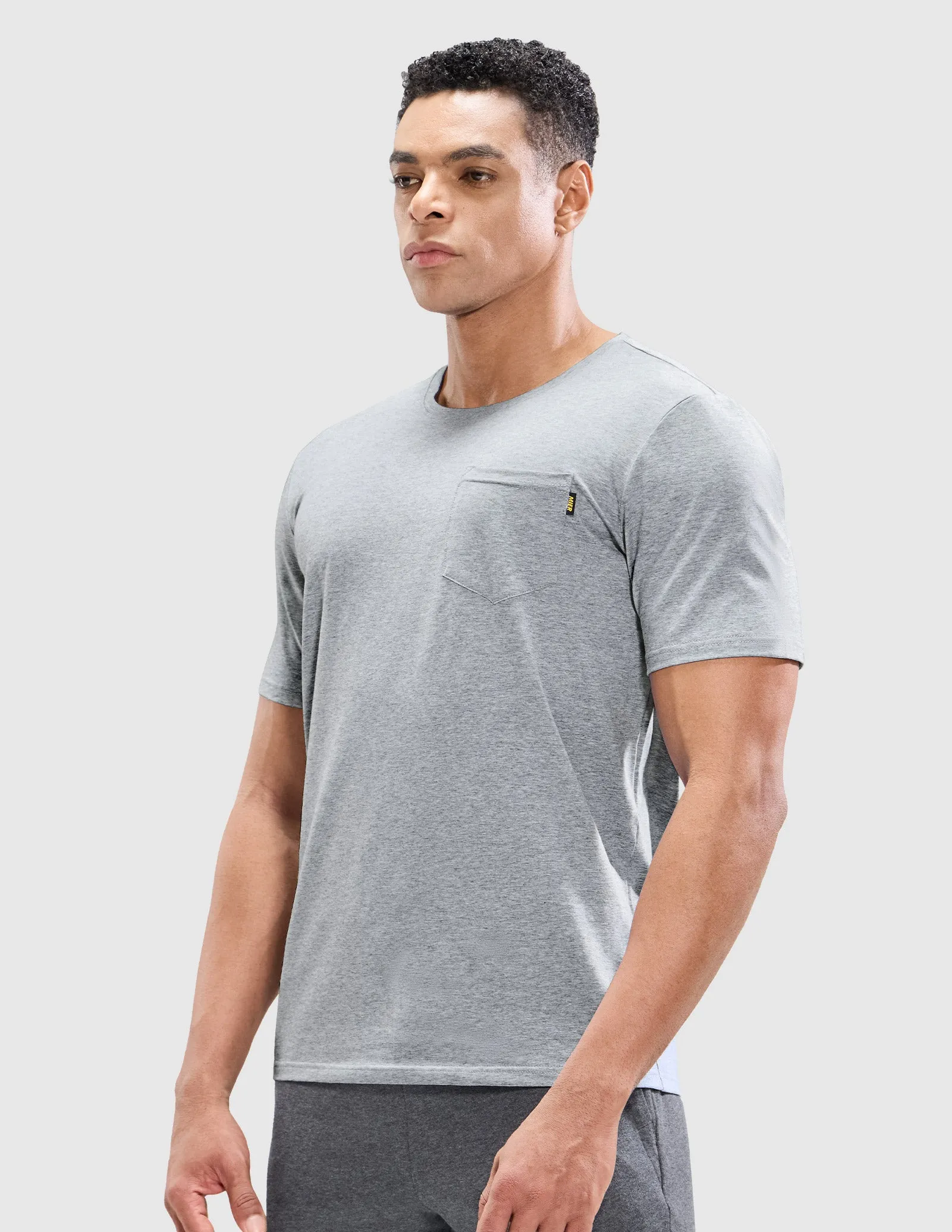 Men's Cotton T-Shirts with Pocket Soft Crewneck Tee