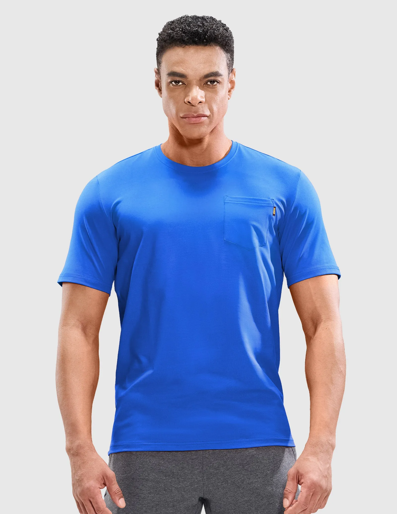 Men's Cotton T-Shirts with Pocket Soft Crewneck Tee