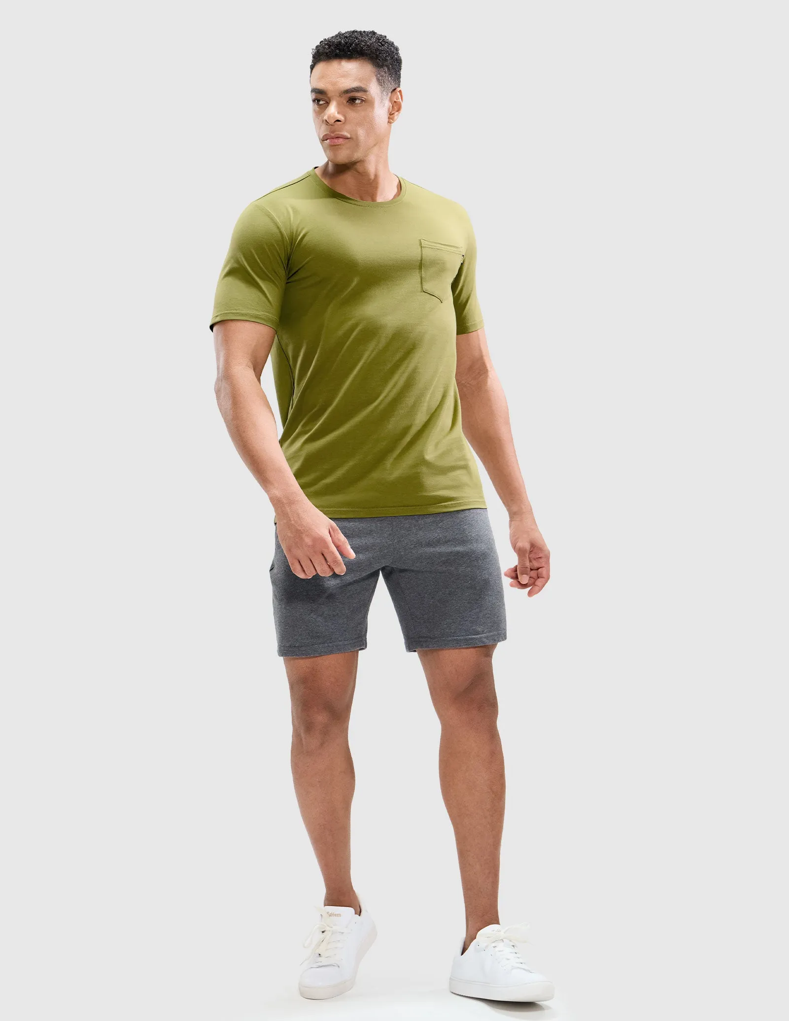 Men's Cotton T-Shirts with Pocket Soft Crewneck Tee