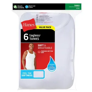 Mens Hanes Sleeveless Ribbed Undershirts - 6 Pk.