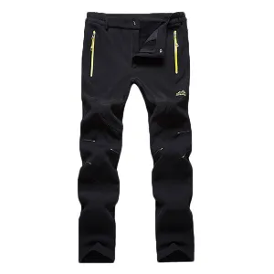 Mens Outdoor Soft Shell Water-repellent Quick-Dry Stitching Dark Color Sport Pants