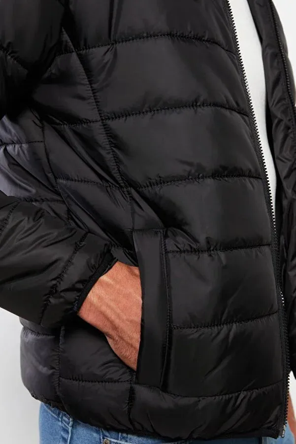 Mens Puffer Hooded Jackets Quilted Lightweight Padded Windproof Coat