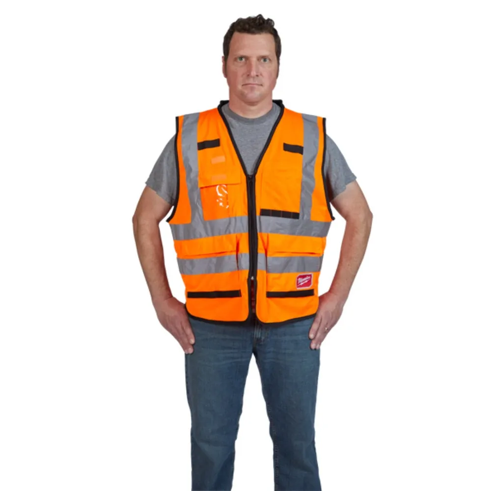 Milwaukee 48735052 L/XL Orange Premium High Visibility Safety Vest