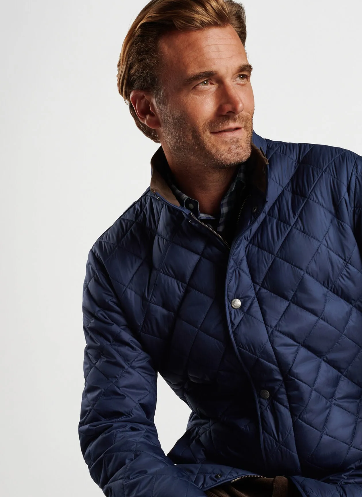 Peter Millar Suffolk Quilted Travel Coat in Navy