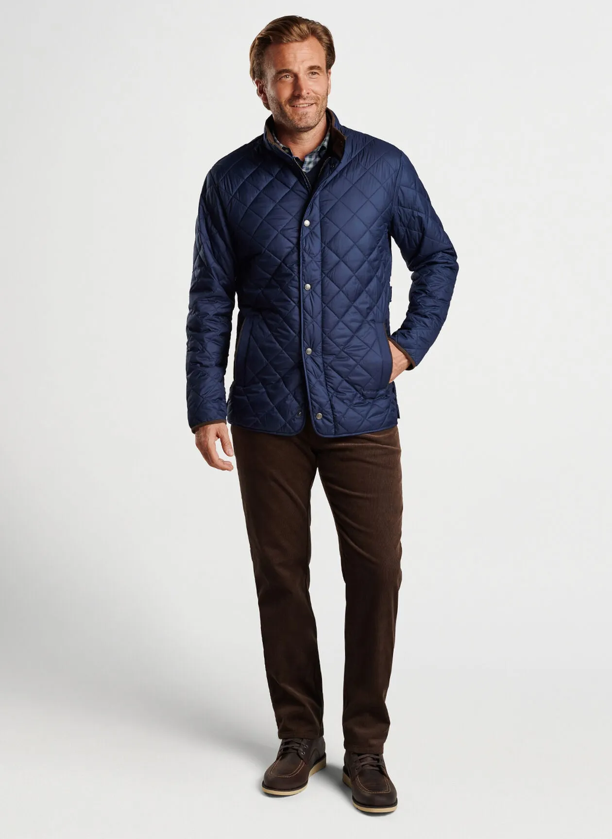 Peter Millar Suffolk Quilted Travel Coat in Navy