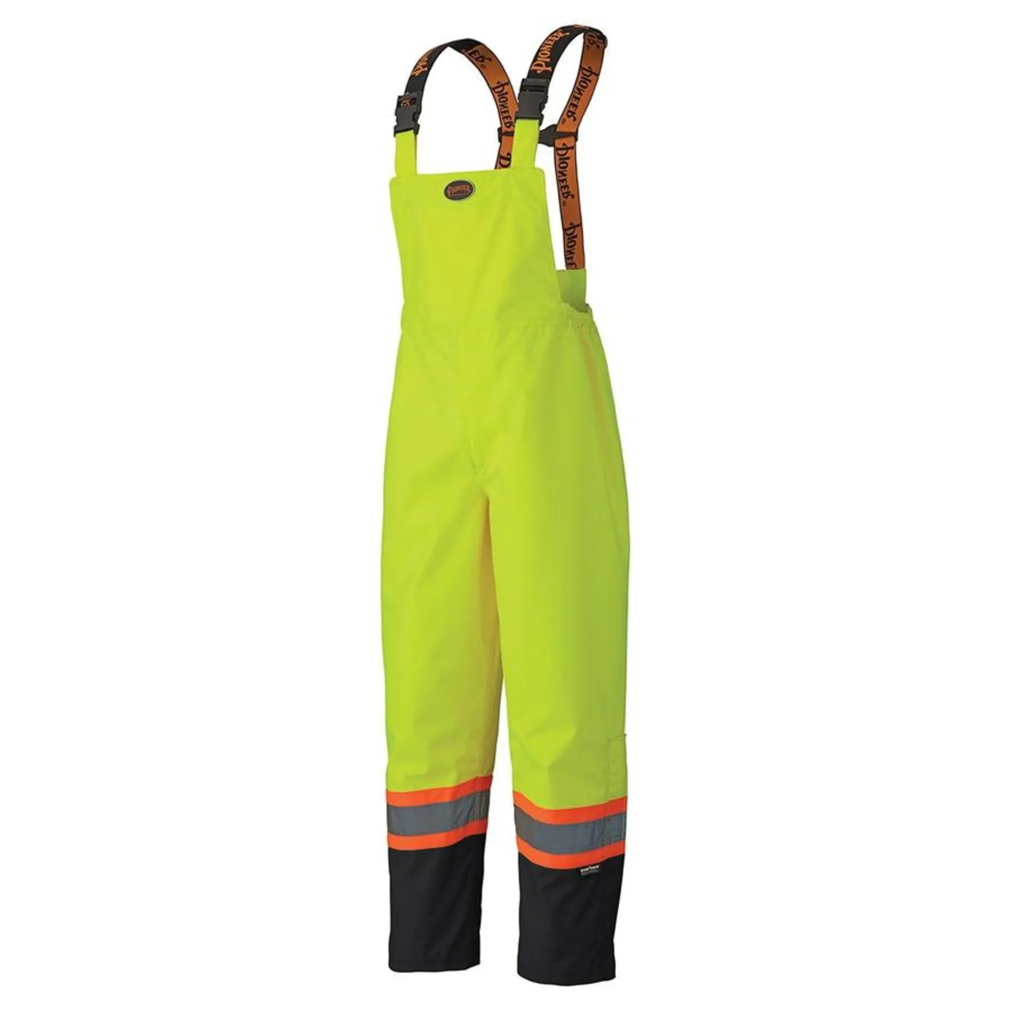 Pioneer Men's Hi-Vis Safety Bib Pants 300D Trilobal Ripstop | CSA Waterproof, Reflective, Durable Workwear | Poly, Windproof, PU Coated | Sizes S-4XL