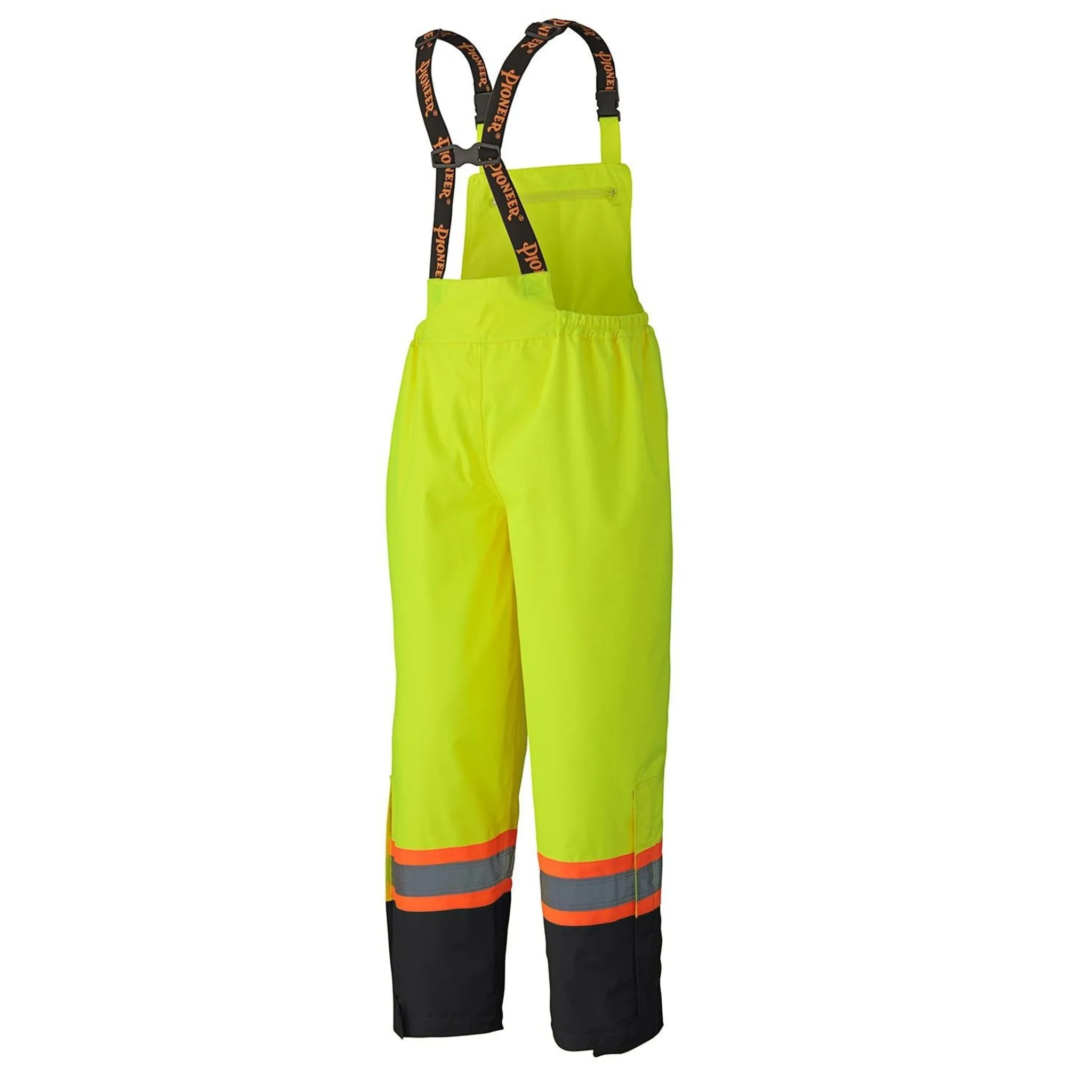 Pioneer Men's Hi-Vis Safety Bib Pants 300D Trilobal Ripstop | CSA Waterproof, Reflective, Durable Workwear | Poly, Windproof, PU Coated | Sizes S-4XL