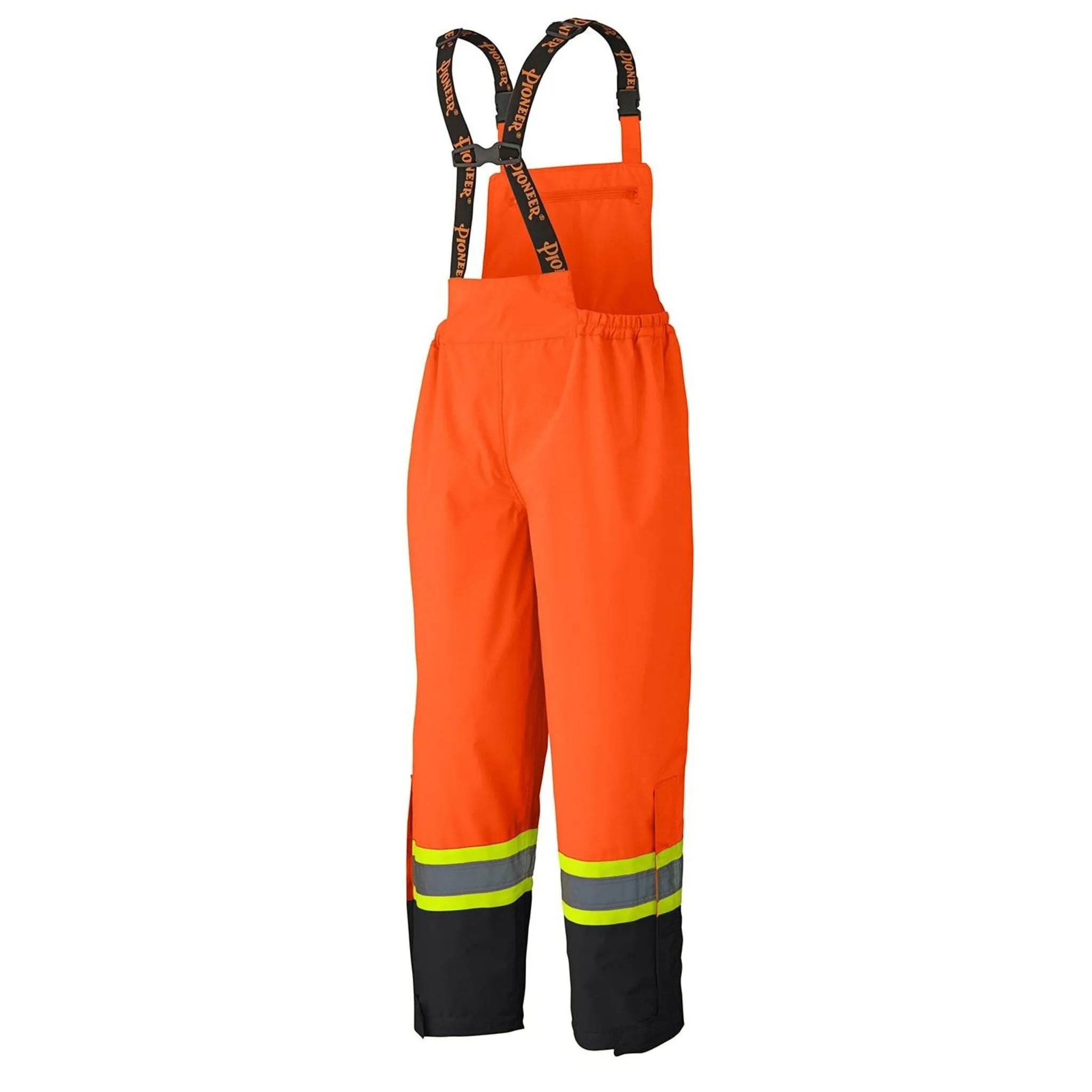 Pioneer Men's Hi-Vis Safety Bib Pants 300D Trilobal Ripstop | CSA Waterproof, Reflective, Durable Workwear | Poly, Windproof, PU Coated | Sizes S-4XL