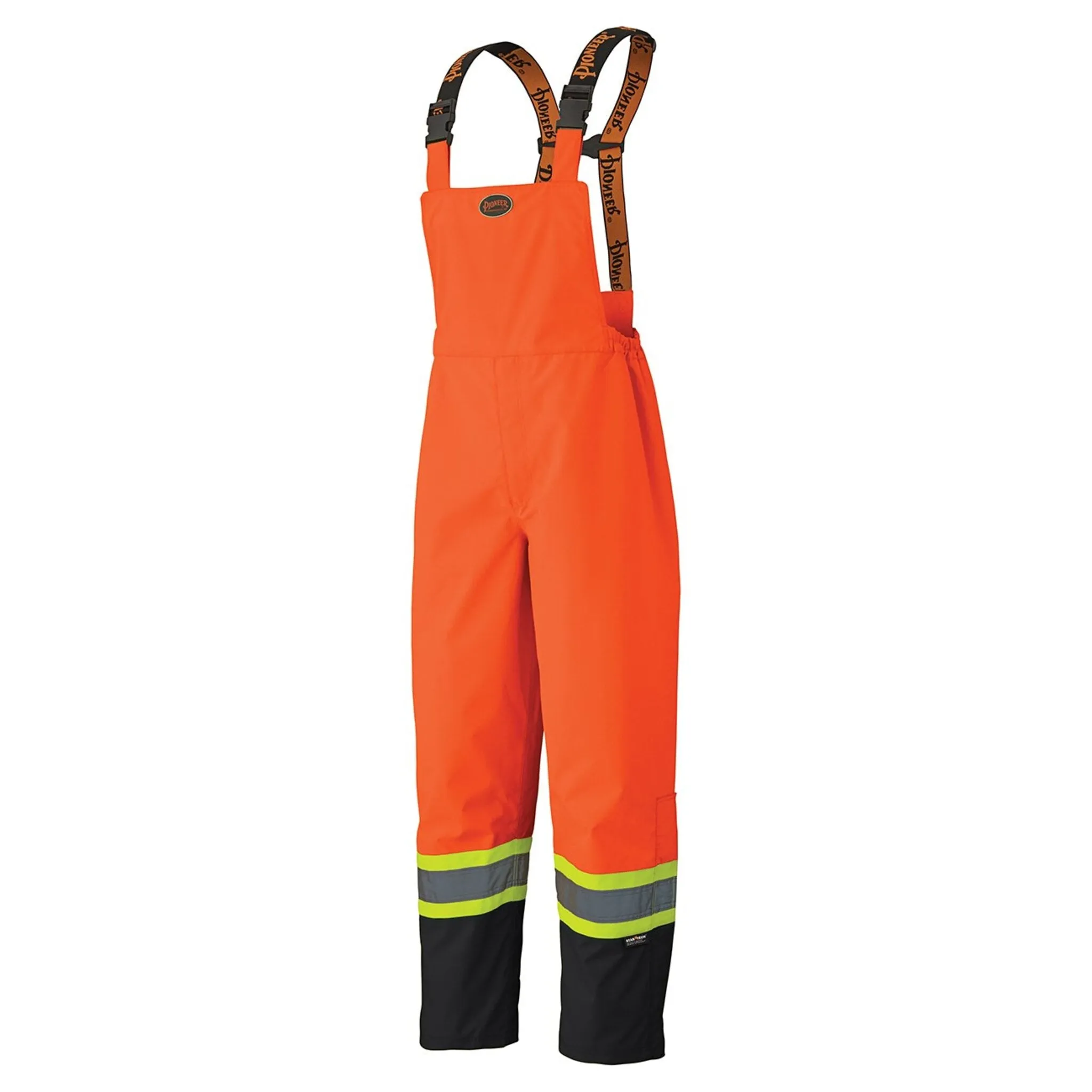 Pioneer Men's Hi-Vis Safety Bib Pants 300D Trilobal Ripstop | CSA Waterproof, Reflective, Durable Workwear | Poly, Windproof, PU Coated | Sizes S-4XL