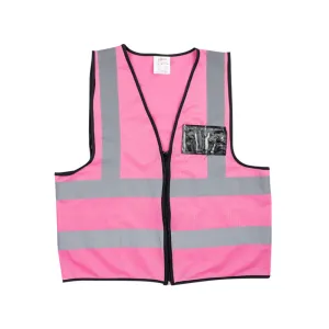 PIONEER SAFETY Vests Reflective Zip Id Pocket Pink