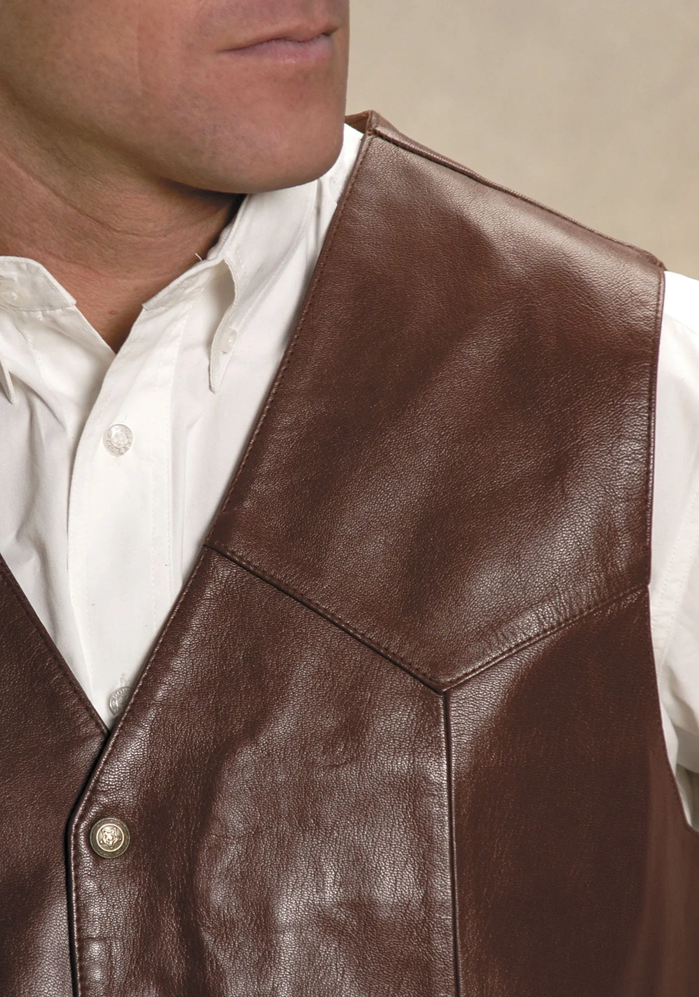 Roper Mens Brown Goat Nappa Leather Basic Tall Man Saddle Western Vest