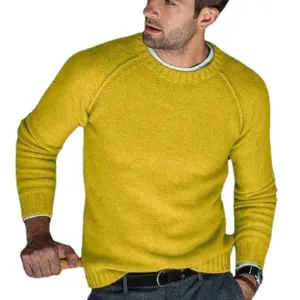 Solid Color Crew Neck Knit Pullover Sweater