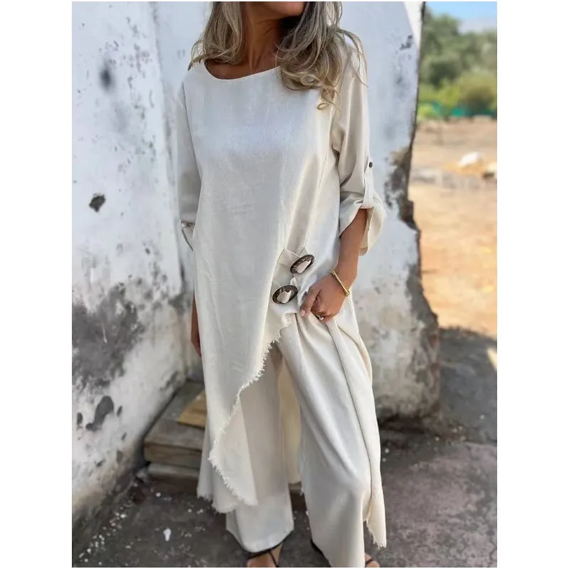 🌸Spring Specials🌸 Women's Irregular Dress and Loose Fit Pants (2-Piece Set)