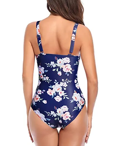 Stylish Tummy Control Swimwear Slimming Vintage One Piece Swimsuits for Women