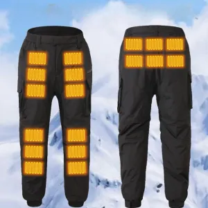 Thickened Winter Thermal Ice Fishing Pants with Multiple Pockets and 18 Heating Zones Heated Pants With Portable Charger