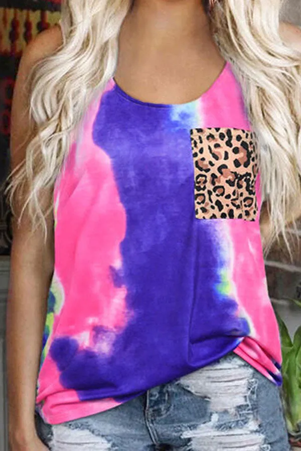 Tie Dye Leopard Pocket On-trend Vest