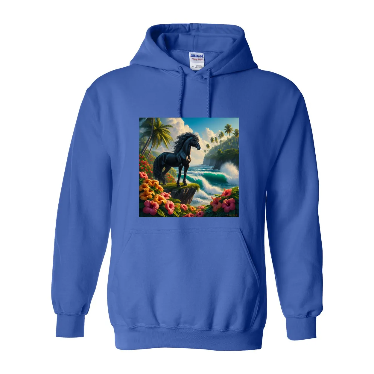 Tropical Black Stallion Pull Over Front Pocket Hoodies