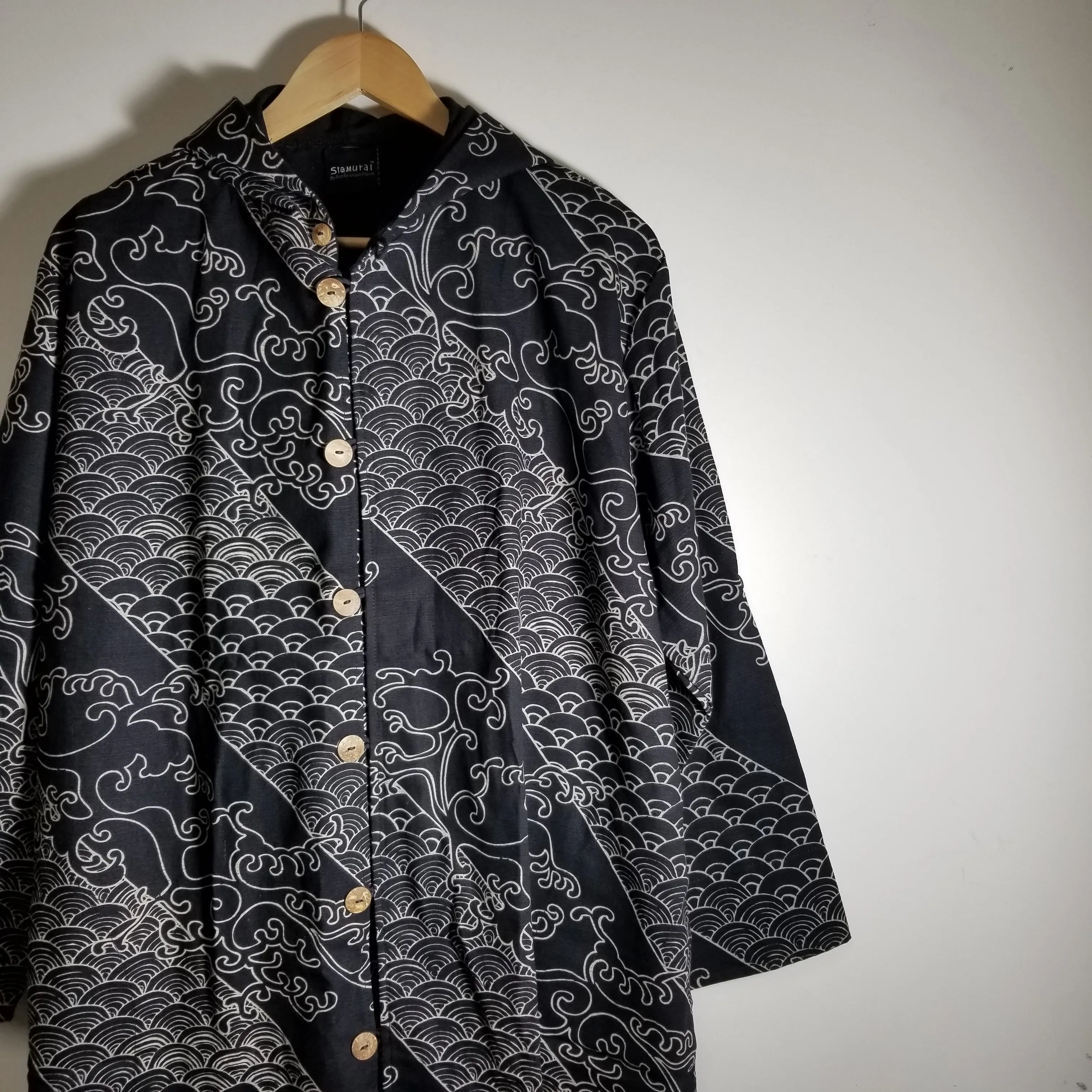 Two Waves Black Button Up Hoodies jacket