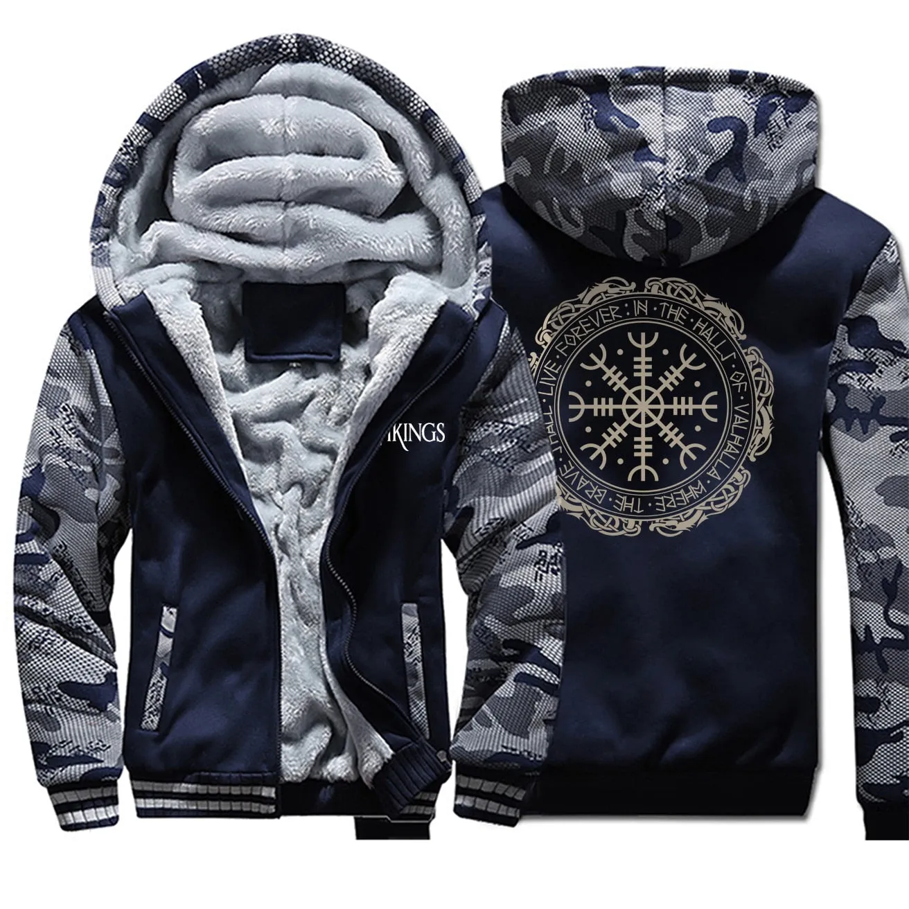 Viking Printing Camouflage Sleeve hoodie for Men