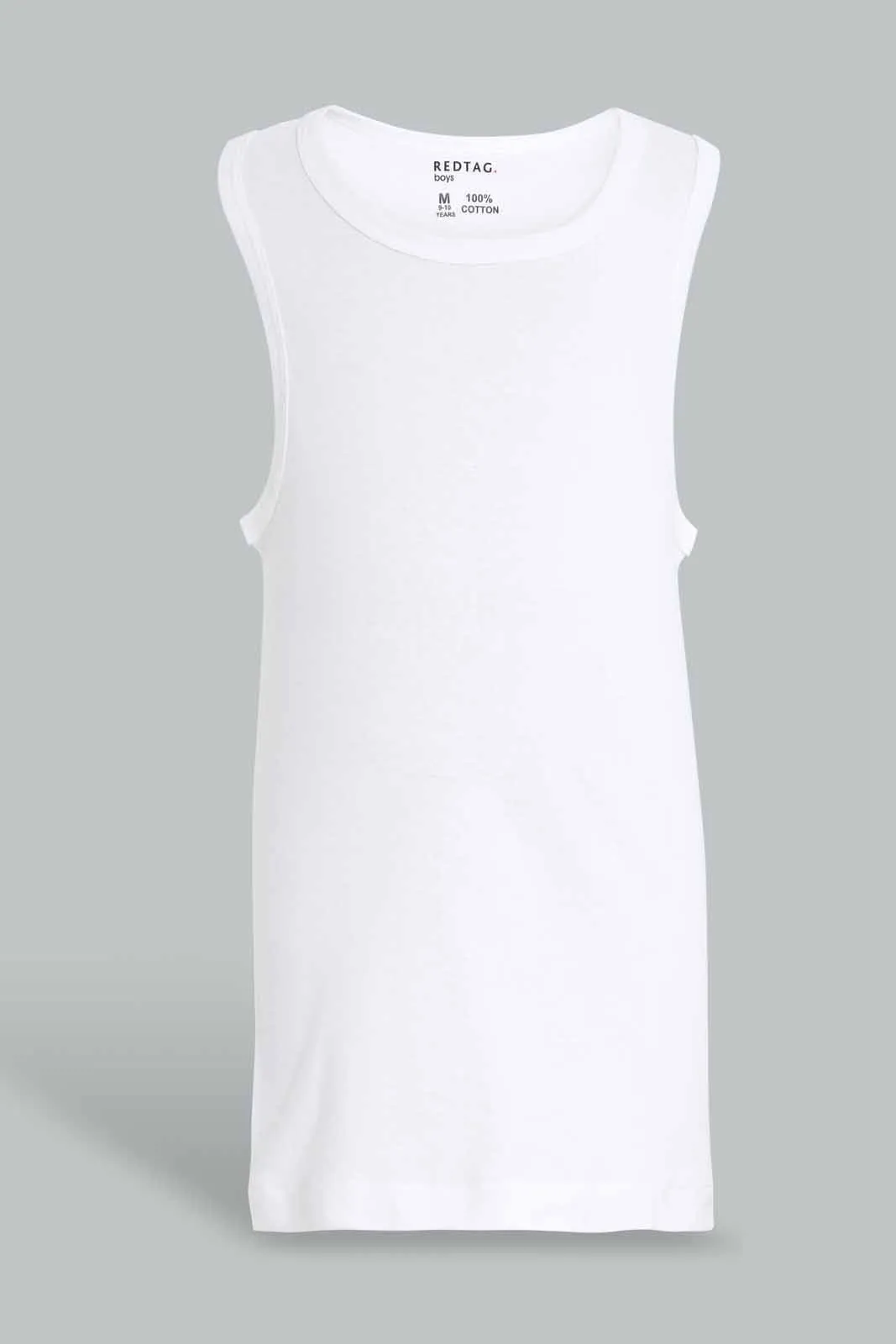 White Basic Vest Set For Senior Boys (Pack of 2)