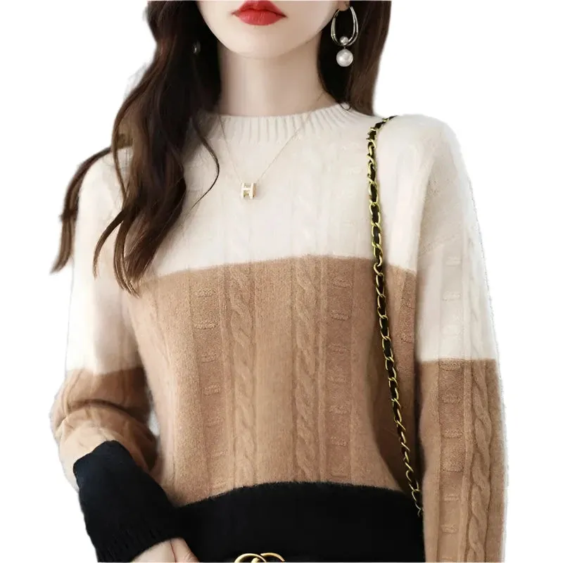 Women's Crew-Neck Pullover Sweater - Long Sleeve Jumper, Autumn Winter Fashion Layering Top