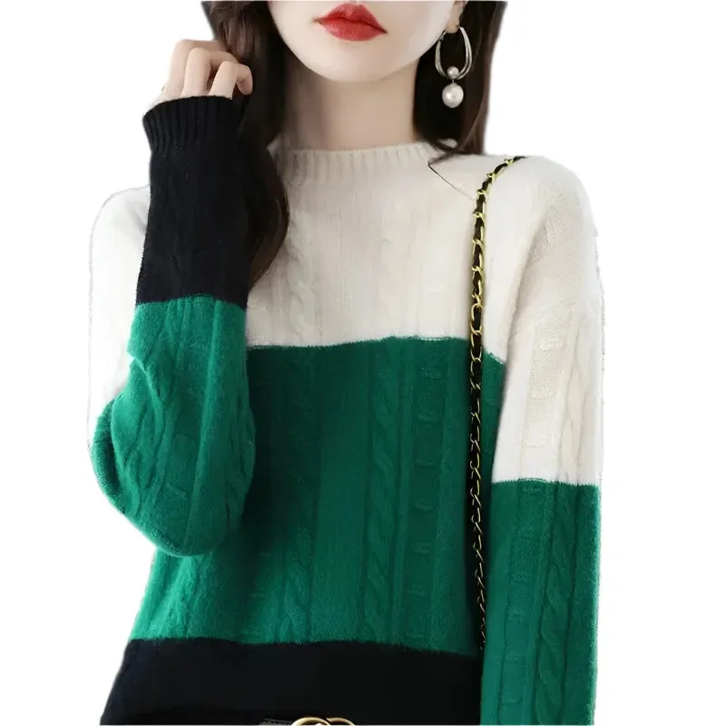 Women's Crew-Neck Pullover Sweater - Long Sleeve Jumper, Autumn Winter Fashion Layering Top