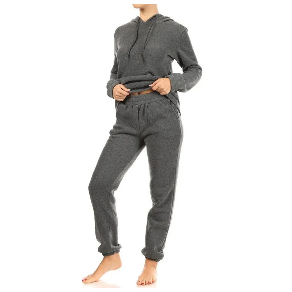 Womens Fleece Joggers Set French Terry Stretch Hoodie and Pants Sweatsuit Set