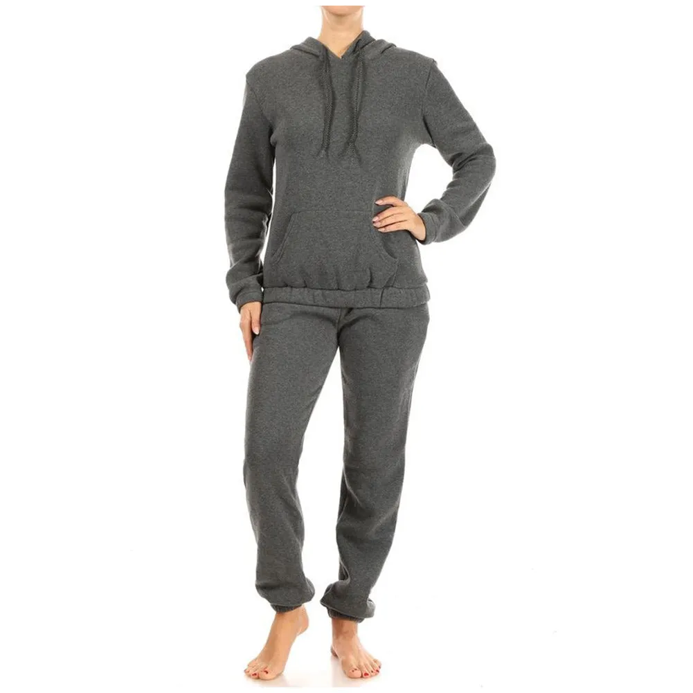 Womens Fleece Joggers Set French Terry Stretch Hoodie and Pants Sweatsuit Set