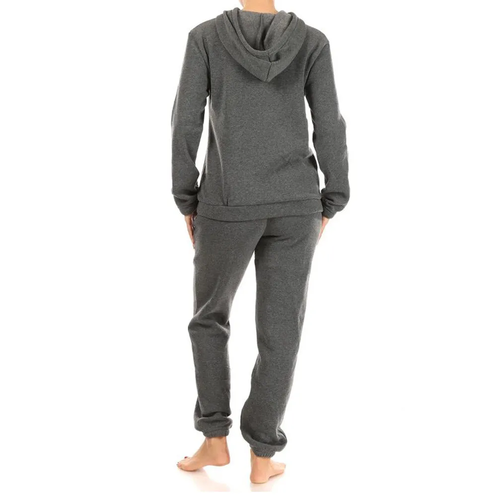 Womens Fleece Joggers Set French Terry Stretch Hoodie and Pants Sweatsuit Set