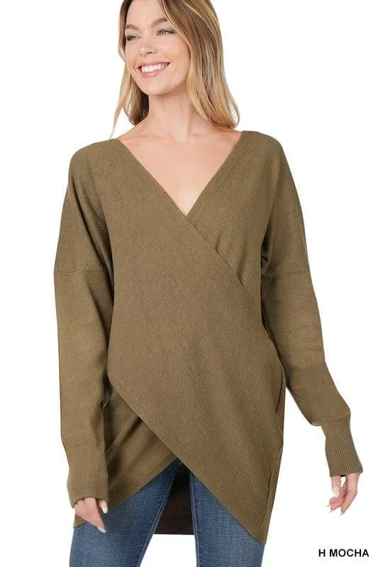 ZENANA Cross Front Sweater