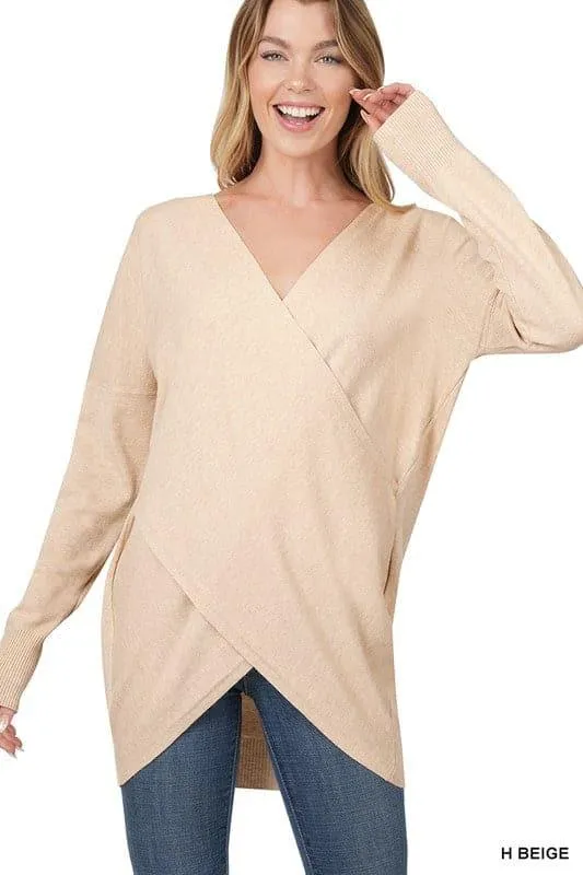 ZENANA Cross Front Sweater