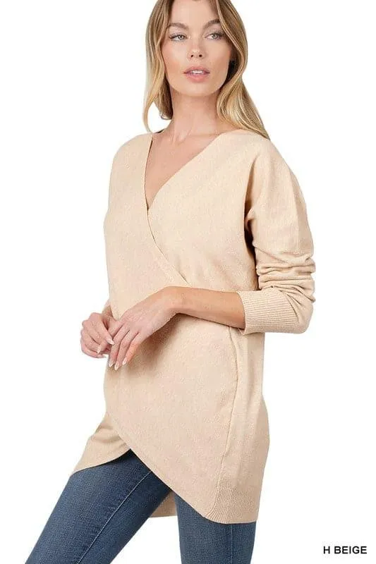 ZENANA Cross Front Sweater