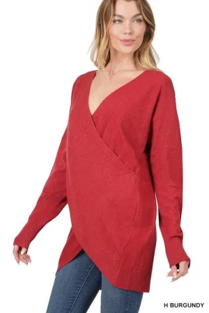 ZENANA Cross Front Sweater