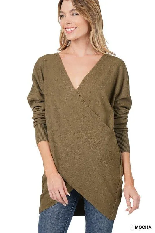 ZENANA Cross Front Sweater